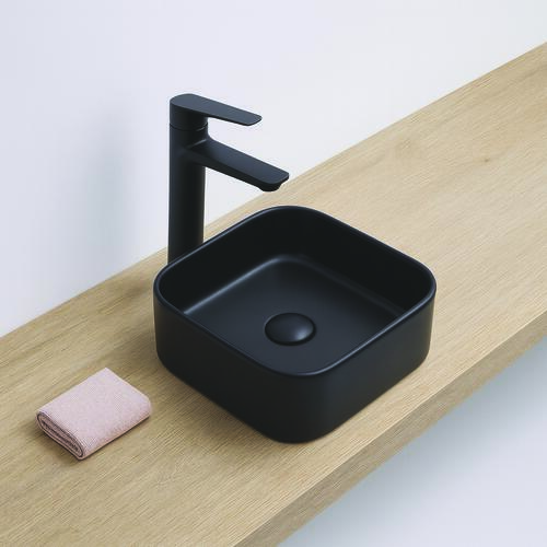 Vasque rectangle à poser LYS en céramique 37 x 37 x 11 cm - noir mat